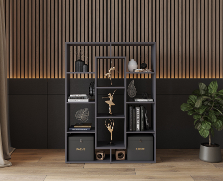 Bookshelf, home shelving with 11 compartments. Toy shelf 1430x1072x290mm (Graphite) - 3