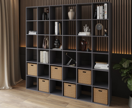 Bookshelf, 36-slot home shelving unit. Toy shelf, 2128 x 2128 x 290 mm (Graphite) - 4
