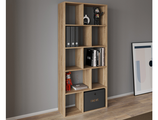 VISKONTA 10-shelf shelving unit, 1930x700x300 mm (for offices, for home, for books, for toys) Bookcase (Sonoma Oak)