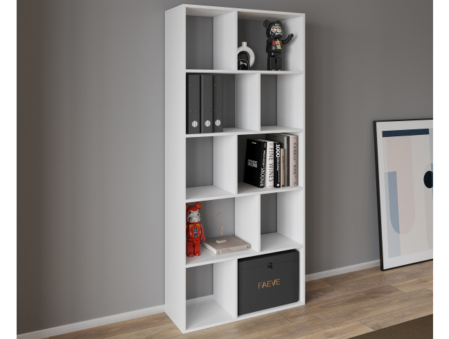 VISKONTA 10-shelf shelving unit, 1930x700x300 mm (for offices, for home, for books, for toys) Bookcase (White)