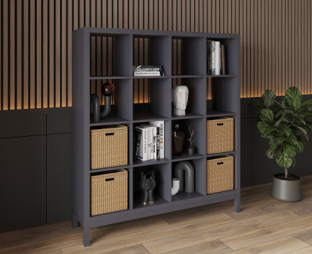 Bookshelf, home shelving with 16 compartments ST-2. Toy shelf 1430x1072x290mm (Graphite) - 1