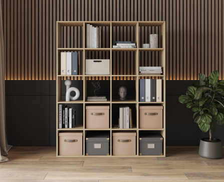 Bookshelf, 20-slot home shelving unit. Toy shelf, 1430x1790x290mm (Sonoma Oak) - 3
