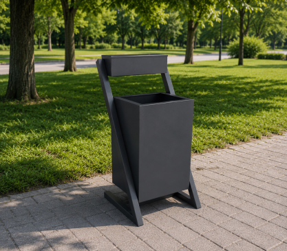 CleanCity metal street trash can, 650x320x320 mm (for parks, gardens, restaurants, sidewalks, and trash) - 1