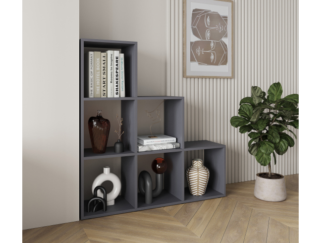 A 6-piece home book and decor display unit, 1070x1070x290 mm (Graphite)