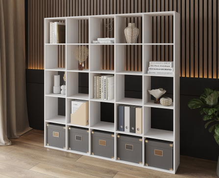 Bookshelf, 25-slot home shelving unit. Toy shelf, 1776 x 1776 x 300 mm (White) - 4