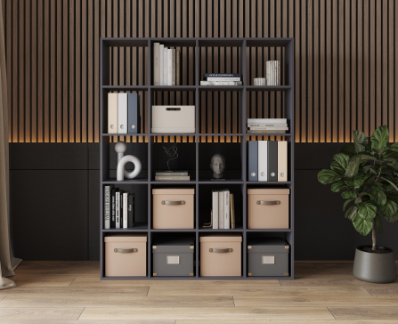 Bookshelf, 20-slot home shelving unit. Toy shelf, 1430x1790x290mm (Graphite) - 3