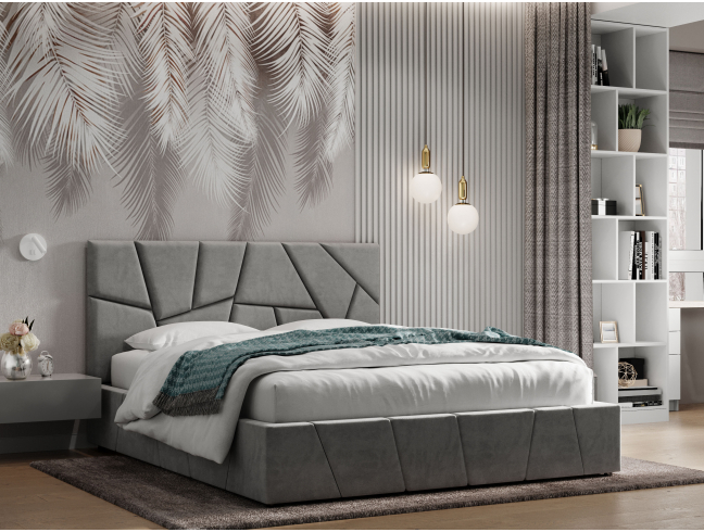 Soft double bed "Palmyra" 1600x2000mm (Grey)