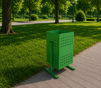 Урна металлическая уличная 500х300х300 мм GreenCity (для парка, для сада, для ресторана, для тротуаров, для мусора) - 1