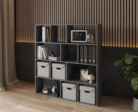 Bookshelf, home shelving with 12 compartments. Toy shelf 1424x1424x290mm (Graphite) - 4