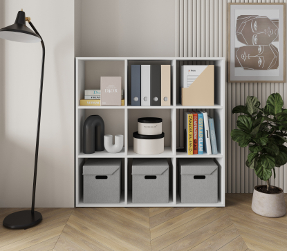 A shelf for books, a rack for a house with 9 cells. Shelf for toys 1072x1072x290mm (White) - 4