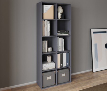 Shelf ST-2 VISKONTA with 10 shelves 1770x720x290 mm (For offices, for home, for books, for toys) Bookcase (Graphite) - 2