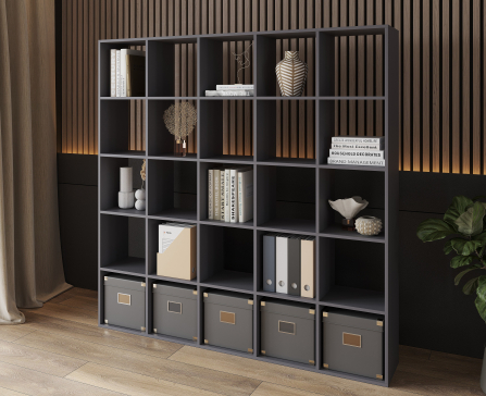 Bookshelf, 25-slot home shelving unit. Toy shelf, 1776 x 1776 x 300 mm (Graphite) - 4