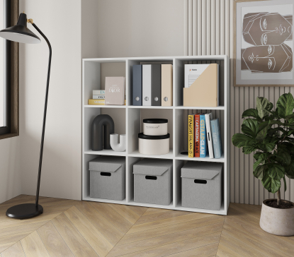 A shelf for books, a rack for a house with 9 cells. Shelf for toys 1072x1072x290mm (White) - 3