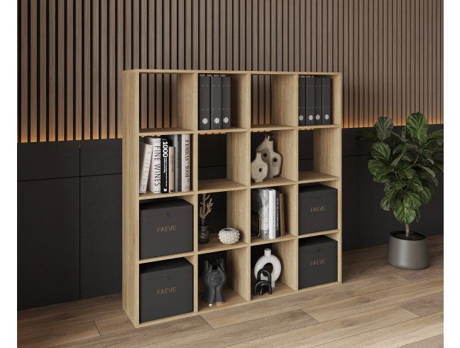 Bookshelf, home shelving with 16 compartments. Toy shelf 1424x1430x290 mm (Sonoma Oak)