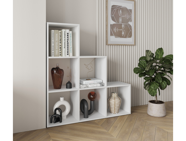 A 6-piece home book and decor display unit, 1070x1070x290 mm (White)