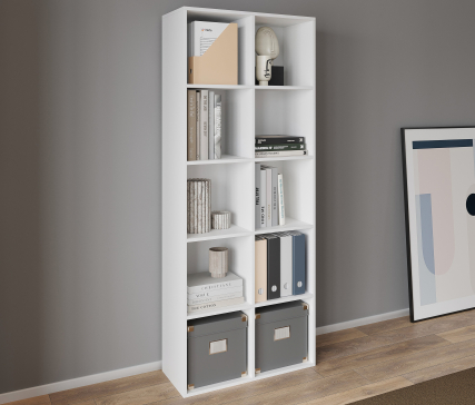 Shelf ST-2 VISKONTA with 10 shelves 1770x720x290 mm (For offices, for home, for books, for toys) Bookcase (White) - 2