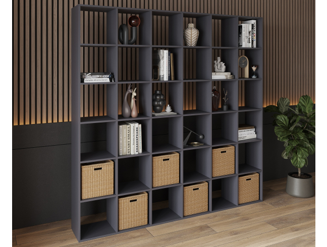 Bookshelf, 36-slot home shelving unit. Toy shelf, 2128 x 2128 x 290 mm (Graphite)
