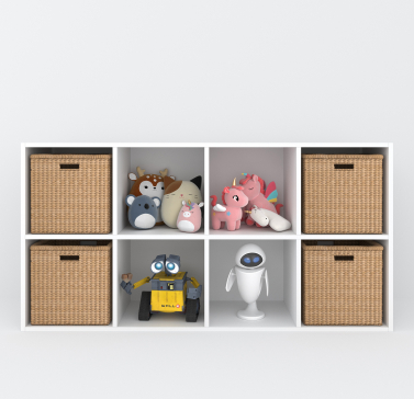 Полка для книг, стеллаж для дома на 8 ячеек. Полка для игрушек 1430х720х290мм (белый) - 6