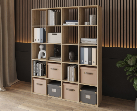 Bookshelf, 20-slot home shelving unit. Toy shelf, 1430x1790x290mm (Sonoma Oak) - 4