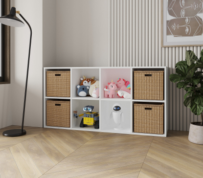 Полка для книг, стеллаж для дома на 8 ячеек. Полка для игрушек 1430х720х290мм (белый) - 2