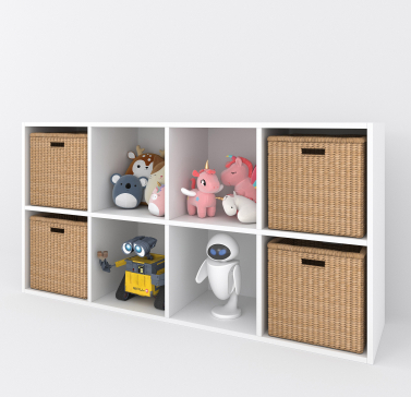 Полка для книг, стеллаж для дома на 8 ячеек. Полка для игрушек 1430х720х290мм (белый) - 7