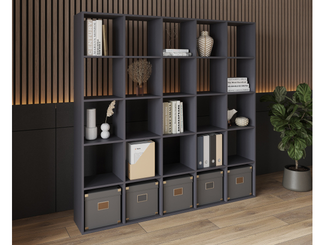Bookshelf, 25-slot home shelving unit. Toy shelf, 1776 x 1776 x 300 mm (Graphite)