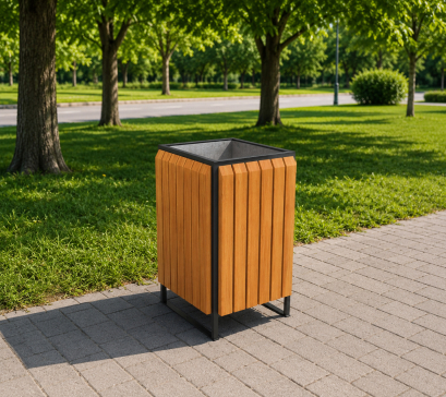 Урна металева-деревяна 640х420х420 мм "EcoPoint" (для парку, для саду, для вулиці, для тротуарів, для мусору ) - 2