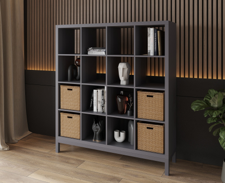 Bookshelf, home shelving with 16 compartments ST-2. Toy shelf 1430x1072x290mm (Graphite) - 4