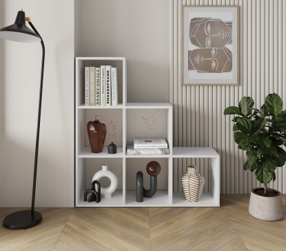 A 6-piece home book and decor display unit, 1070x1070x290 mm (White) - 3