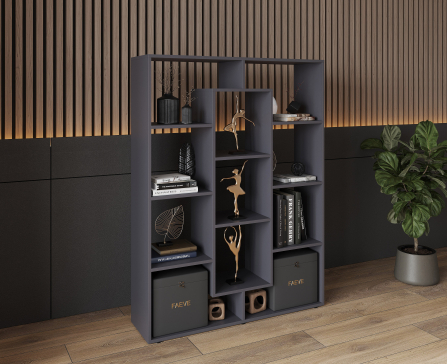 Bookshelf, home shelving with 11 compartments. Toy shelf 1430x1072x290mm (Graphite) - 1