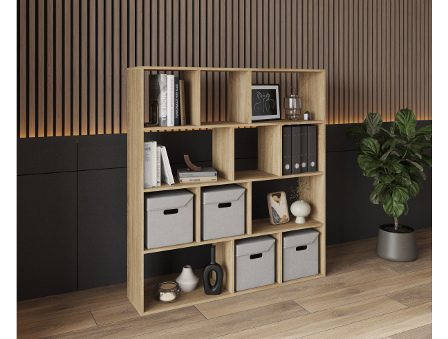 Bookshelf, home shelving with 12 compartments. Toy shelf 1424x1424x290mm (Sonoma Oak)