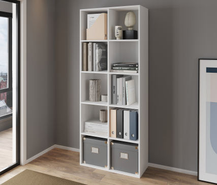 Shelf ST-2 VISKONTA with 10 shelves 1770x720x290 mm (For offices, for home, for books, for toys) Bookcase (White) - 4