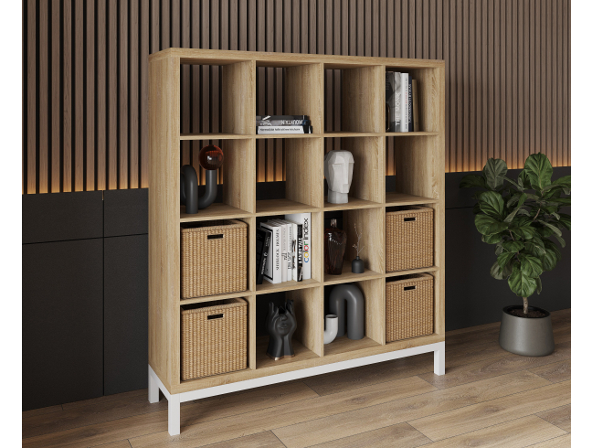 Bookshelf, home shelving with 16 compartments ST-2. Toy shelf 1430x1072x290mm (Sonoma Oak)