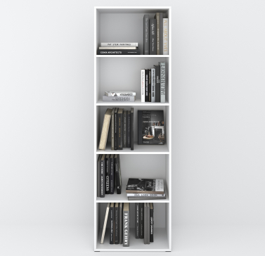 A 5-compartment bookcase and cabinet for home books and decor, 1750x650x290 mm (white) - 6