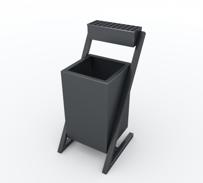 CleanCity metal street trash can, 650x320x320 mm (for parks, gardens, restaurants, sidewalks, and trash) - 6