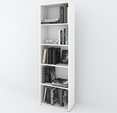 A 5-compartment bookcase and cabinet for home books and decor, 1750x650x290 mm (white) - 5
