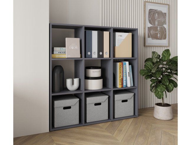 Bookshelf, home shelving with 9 compartments. Toy shelf 1072x1072x290mm (Graphite)