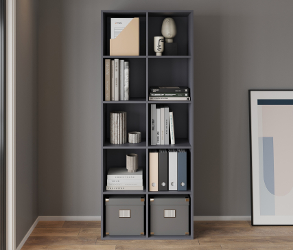 Shelf ST-2 VISKONTA with 10 shelves 1770x720x290 mm (For offices, for home, for books, for toys) Bookcase (Graphite) - 3