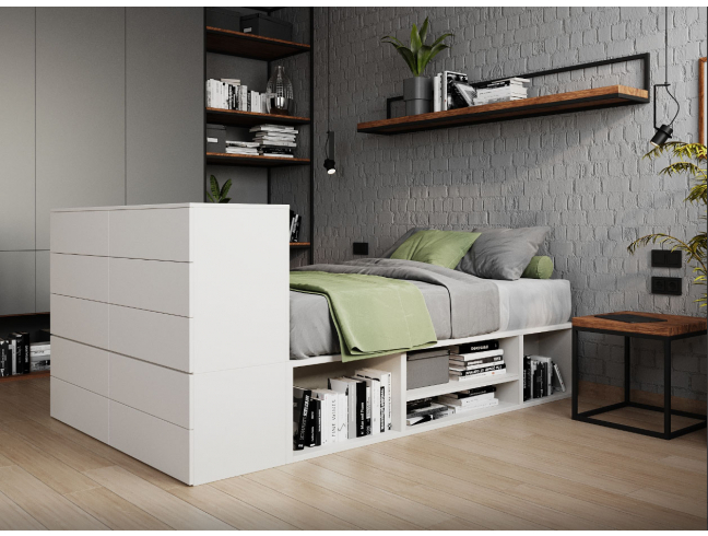 Bed with drawers 1600х2000х1060мм "PLAСЕ - 3" VISKONTA (White)