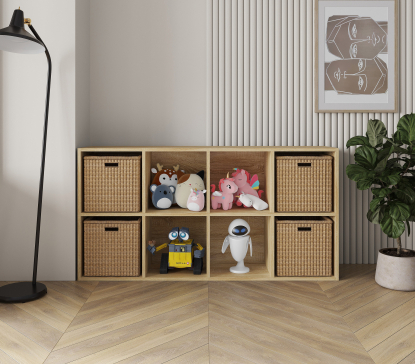 Полка для книг, стеллаж для дома на 8 ячеек. Полка для игрушек 1430х720х290мм (Дуб Сонома) - 3