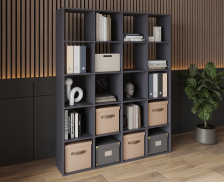 Bookshelf, 20-slot home shelving unit. Toy shelf, 1430x1790x290mm (Graphite) - 2