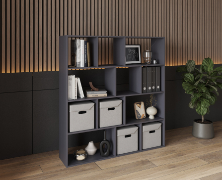 Bookshelf, home shelving with 12 compartments. Toy shelf 1424x1424x290mm (Graphite) - 1