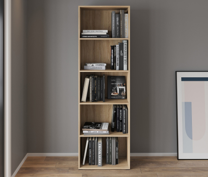 A 5-compartment bookcase and cabinet for home books and decor, 1750x650x290 mm (Sonoma Oak) - 3