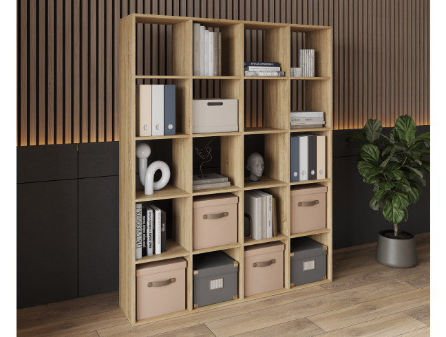 Bookshelf, 20-slot home shelving unit. Toy shelf, 1430x1790x290mm (Sonoma Oak)