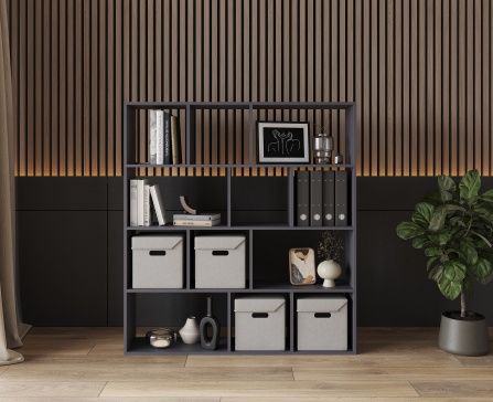 Bookshelf, home shelving with 12 compartments. Toy shelf 1424x1424x290mm (Graphite) - 3