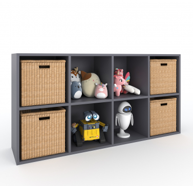 Полка для книг, стеллаж для дома на 8 ячеек. Полка для игрушек 1430х720х290мм (Графит) - 7